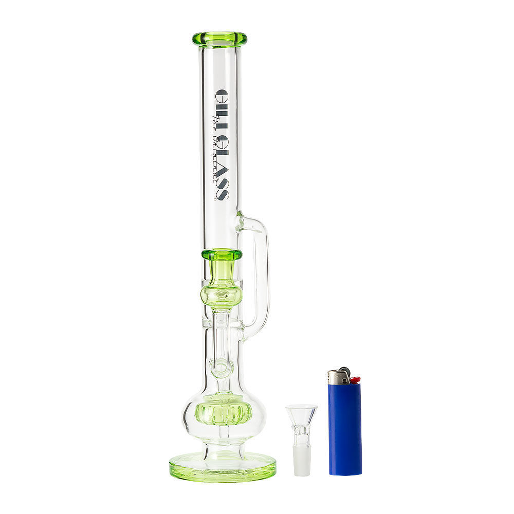 Gili Glass Slime Green Recycler Straight Tube Bong Smoking Outlet
