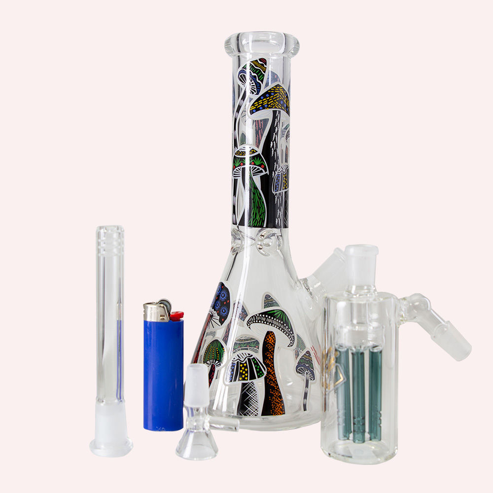 Gili Glass Mushroom Beaker Bong & Ash Catcher Set Smoking Outlet