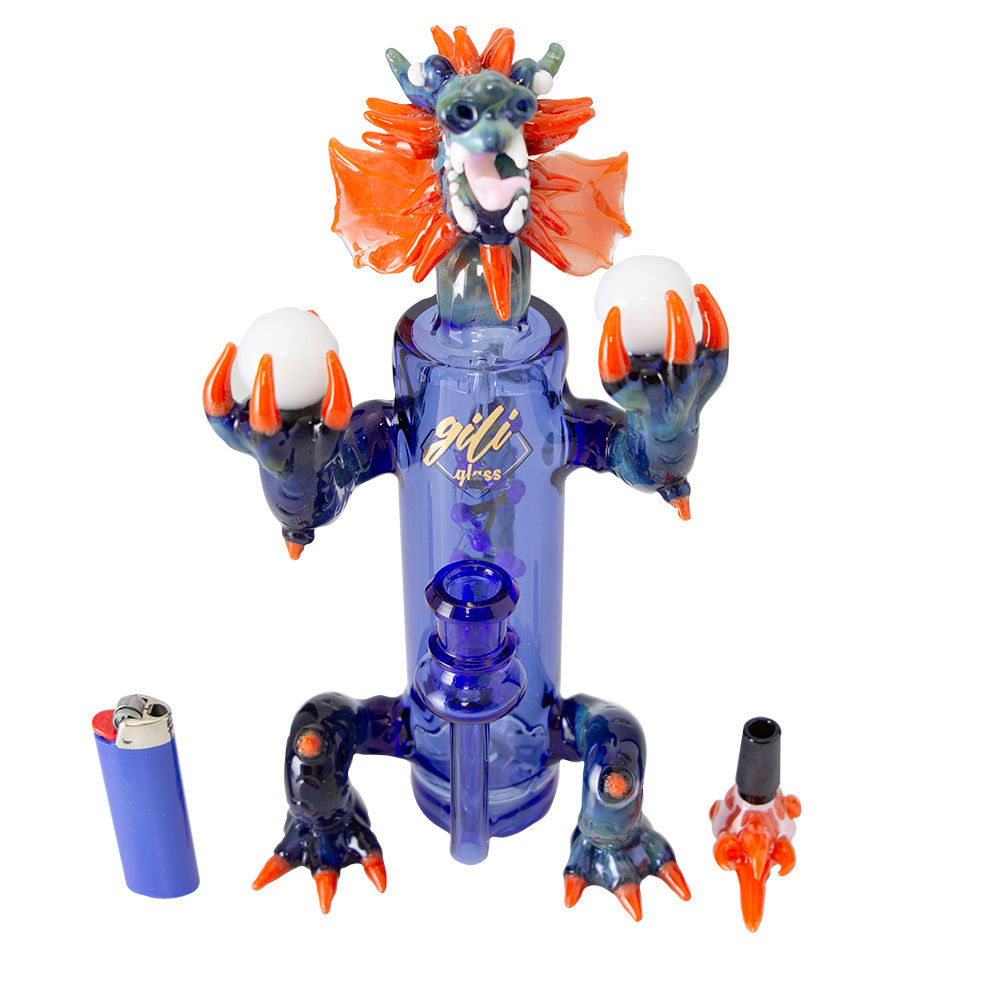 Gili Glass 10" Spinning Tornado Dragon Bong w/ Handle Smoking Outlet