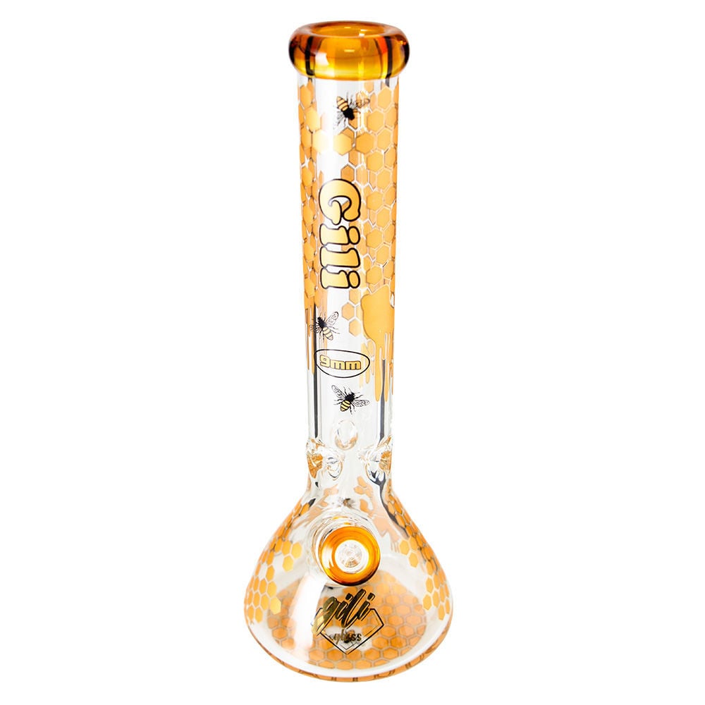 Gili Glass – 9mm Honeycomb Thick Beaker Bong | Smoking Outlet