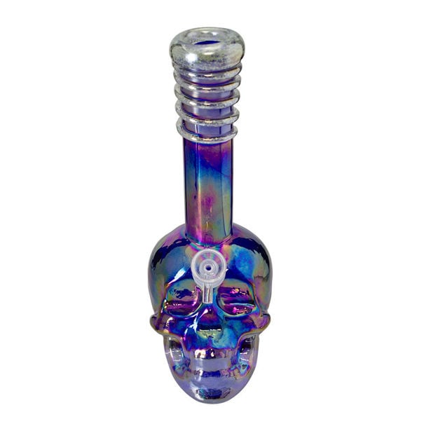 Charming Skull - Soft Glass 10.5" Iridescent Glass Bong