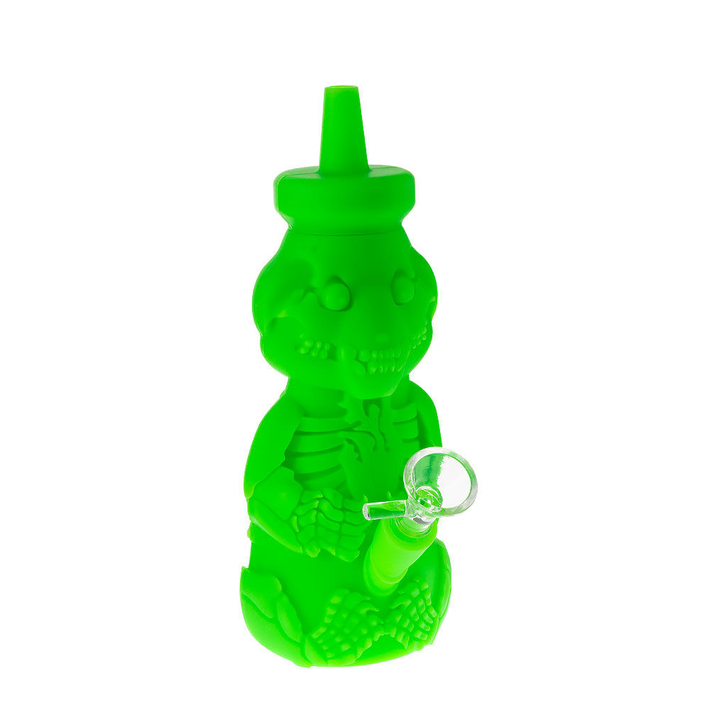 green silicone skeleton bong