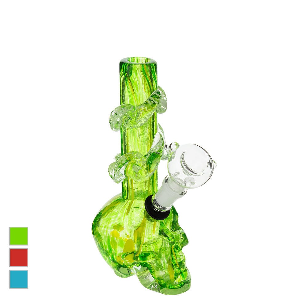 green skull soft glass bong