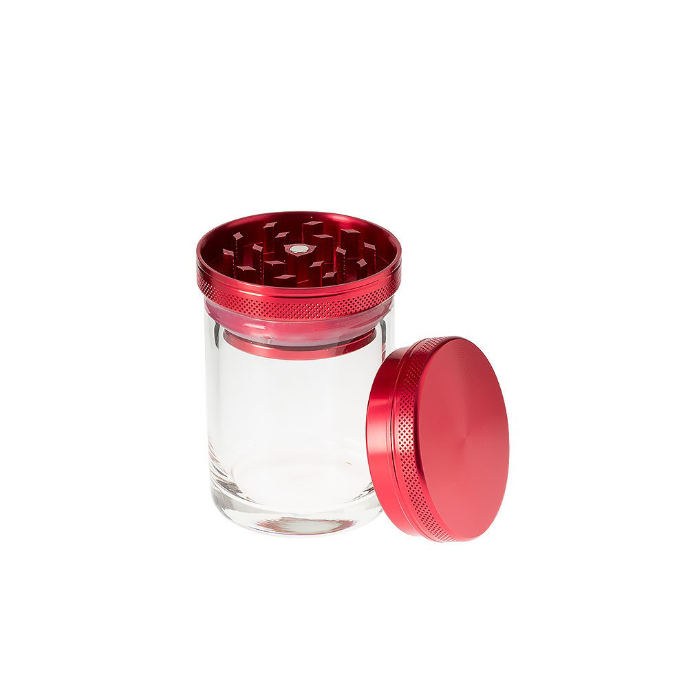 red herb grinder stash jar combo