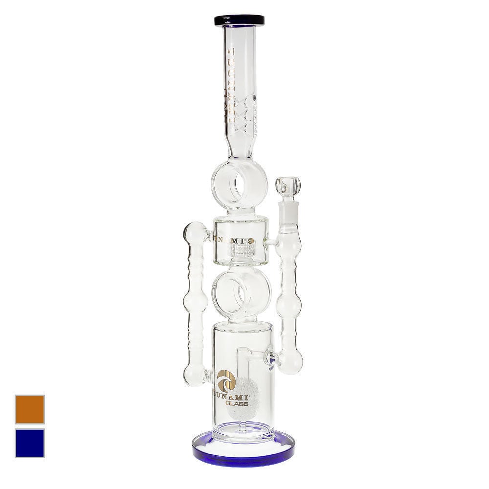 22" tsunami glass bong with donut recyclers