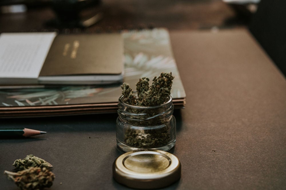 cannabis in jar